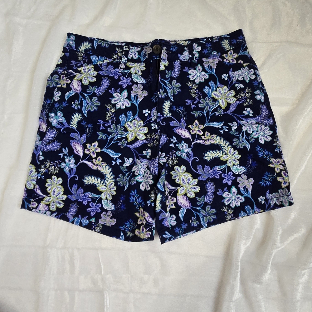 St. John's Bay Blue and Purple Patterned Shorts